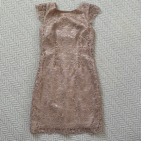 Rose gold lace cocktail dress